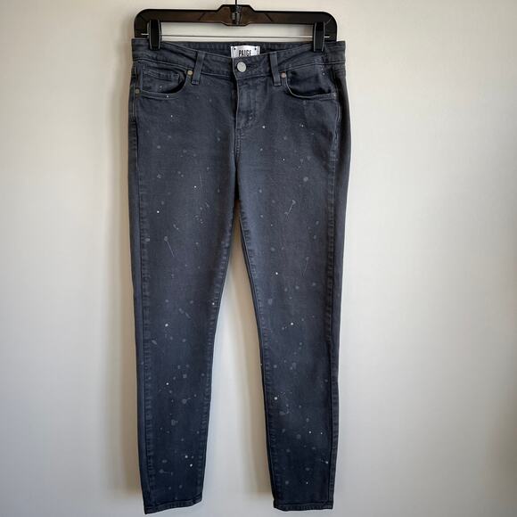 Paige Verdugo Ankle Skinny Paint Splatter Jeans Grey 29 Soft Denim Stretch - Picture 2 of 5